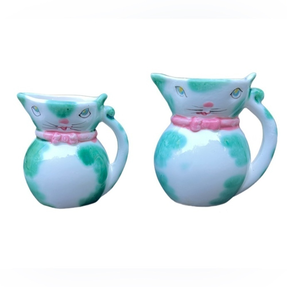 MCM Set of 2 Vintage Lipper Mann Anthropomorphic Cat Creamers